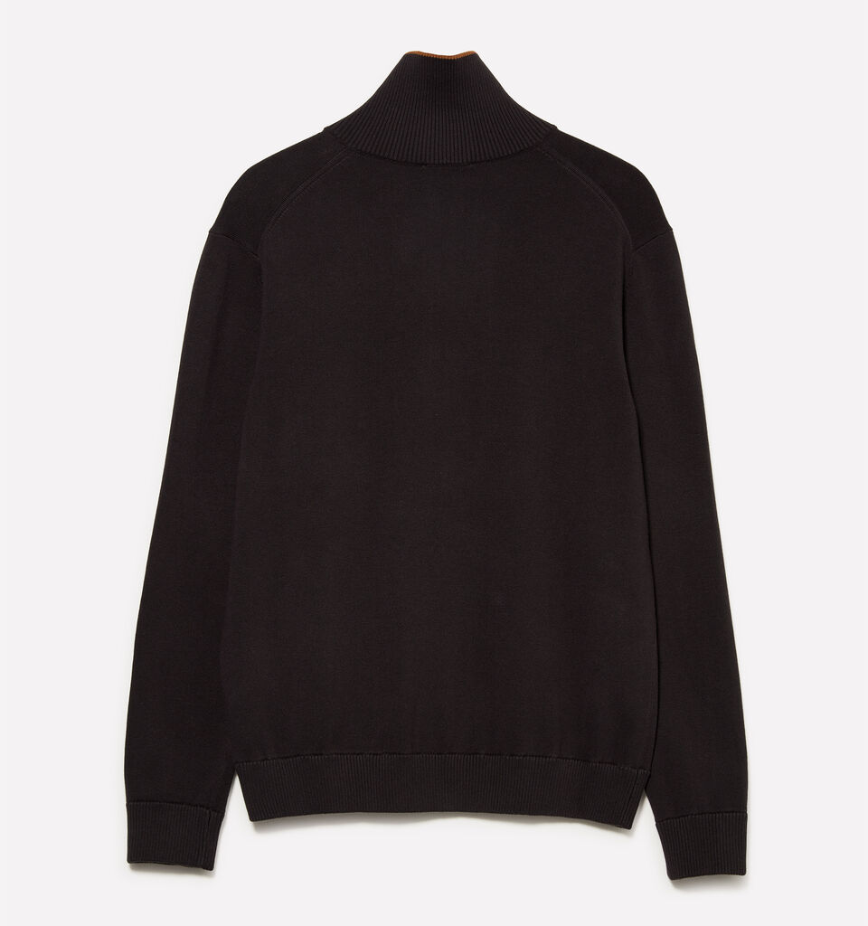 Dark gray sweater with zipper - men's high neck sweaters - Black | Sisley image number 2